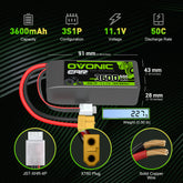 Ovonic 3S Lipo Battery 3600mah 3S1P 50C 11.1V Lipo Battery Pack with XT60 & EC3 Plug